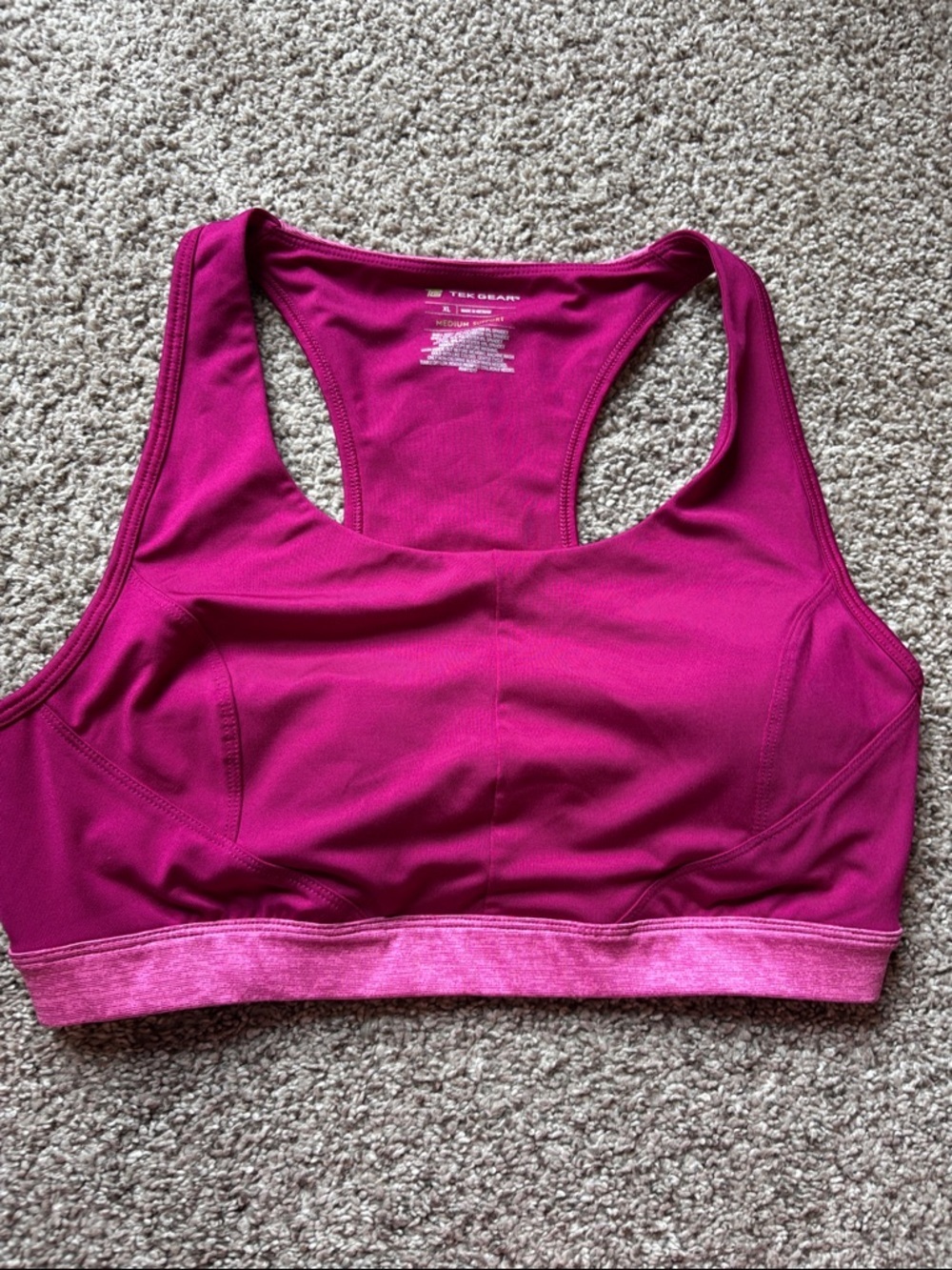 tek gear Magenta Racerback Sports Bra with Light Pink Band